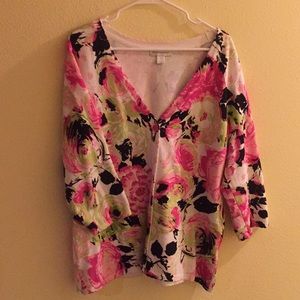 Bright, springy, floral sweater, XL